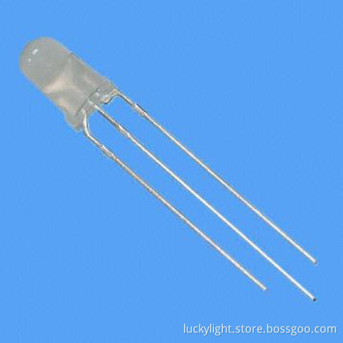 3mm Bi-color 3-pin LED Lamp, 625nm Hi-efficiency Red, 570nm Yellow Green